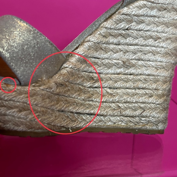 Jimmy Choo Phoenix Gold Platform Wedge ➡️ FLAWS ⬅️ - Picture 10 of 14